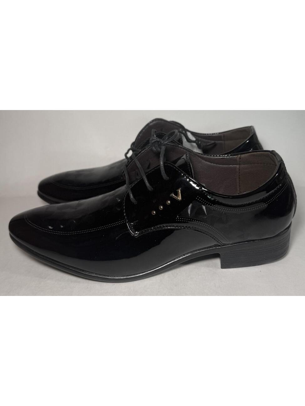 Mens Fashion Derby Dress Shoes Pointed Toe Lace Up Black